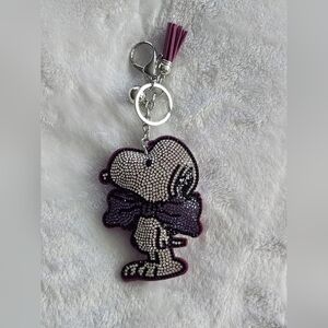 Snoopy Bow Purple and Silver Keychain Accessory Bag Charm
